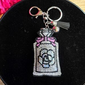 Perfume Bottle Rhinestone Handbag Charm - Keychain